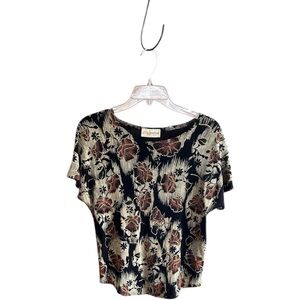 Gantos black tan brown vintage stretch top Sz Large